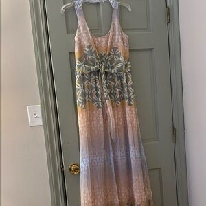 Beautiful tie-front multicolor maxi dress